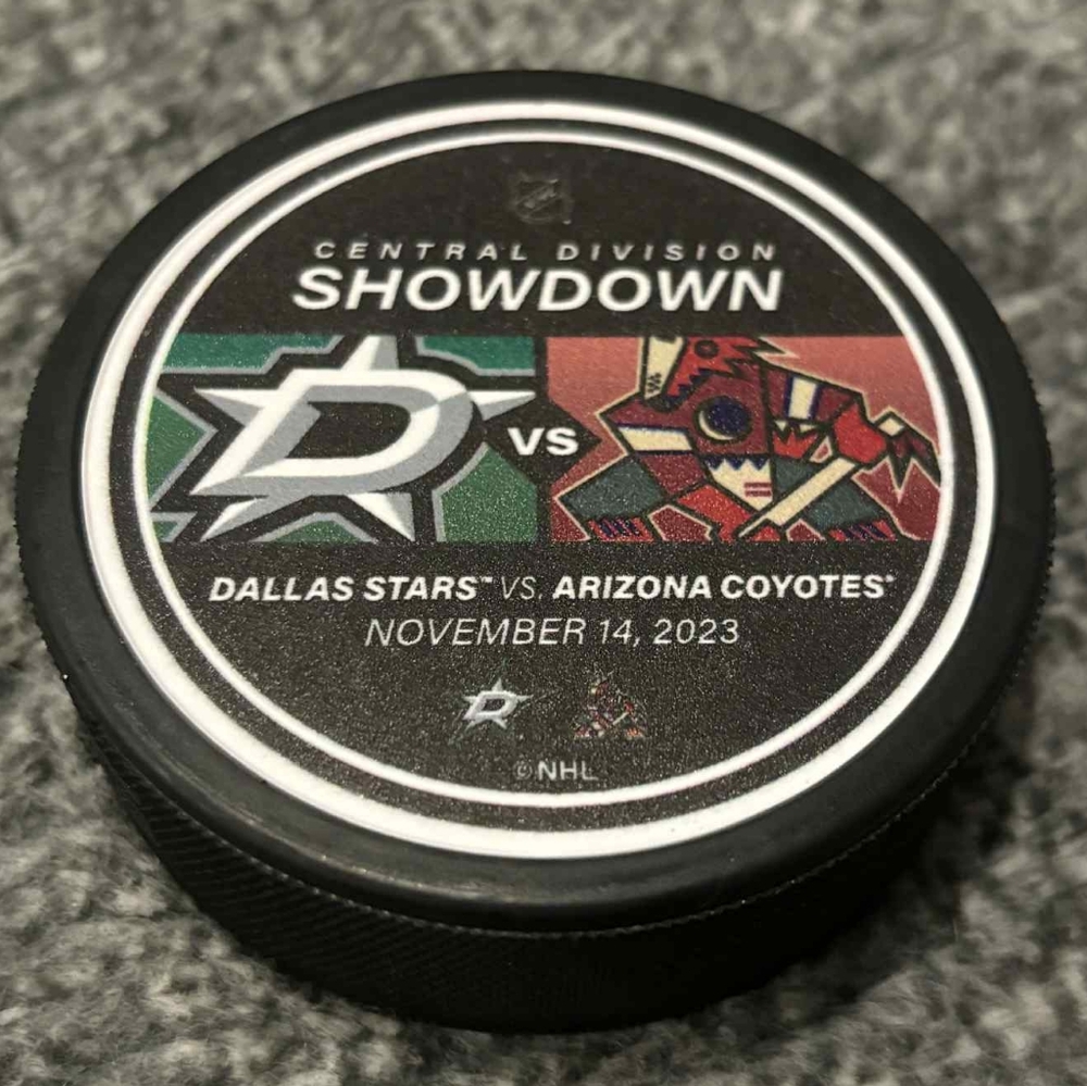 Dallas Stars vs Arizona Coyotes NHL Match Up Hockey Puck